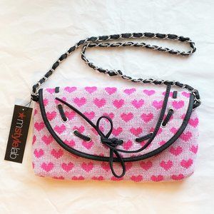 NWT Material Girl Pink Hearts Cross Body Purse